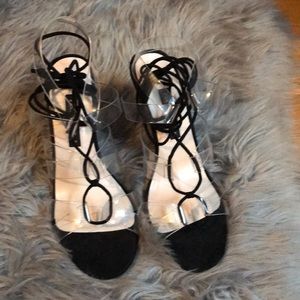Zara clear and black lace up sandals